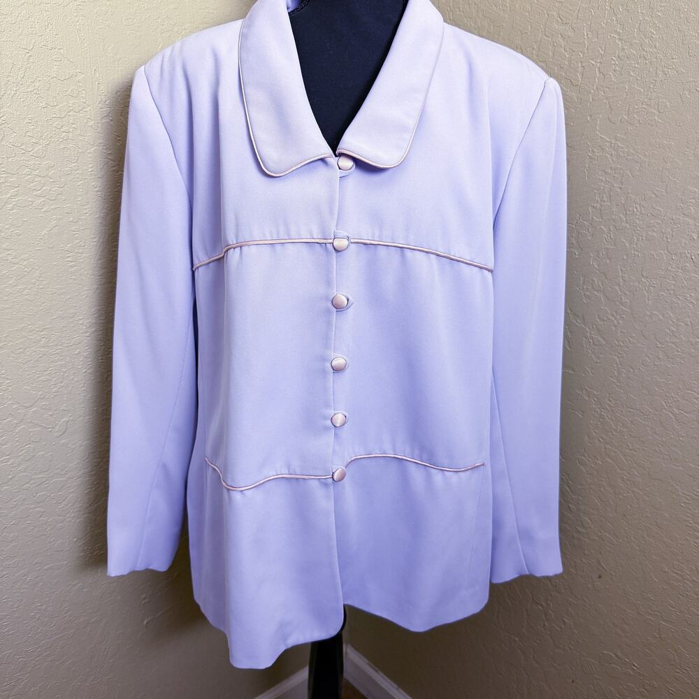 Suits Me Women's Blazer Jacket 24W Light Lavender Made USA Gold Piping